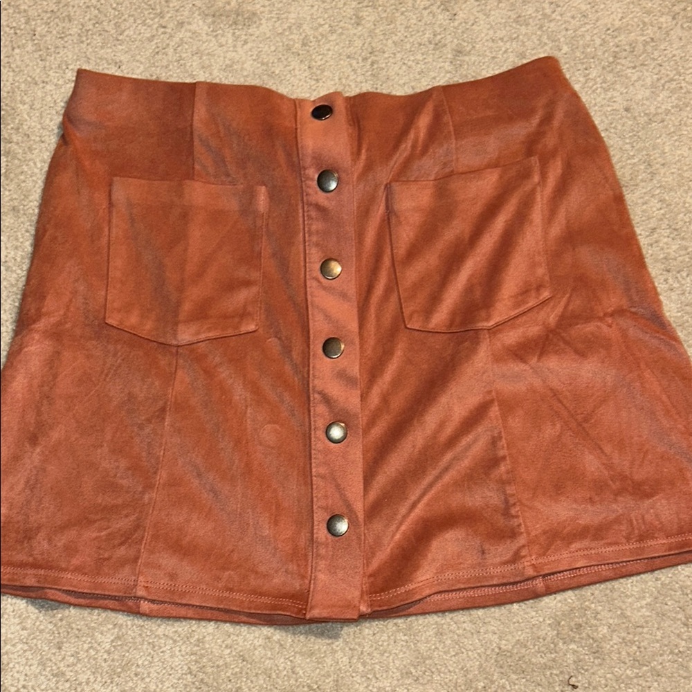 Rust Button-Front Skirt